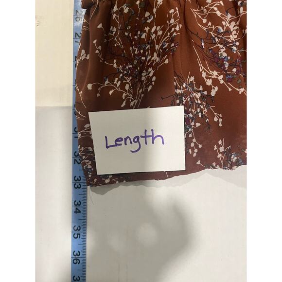 Anthropologie Smocked Baby Doll Milk Maid Dress Brown Floral L Boho Cottagecore - Picture 5 of 10